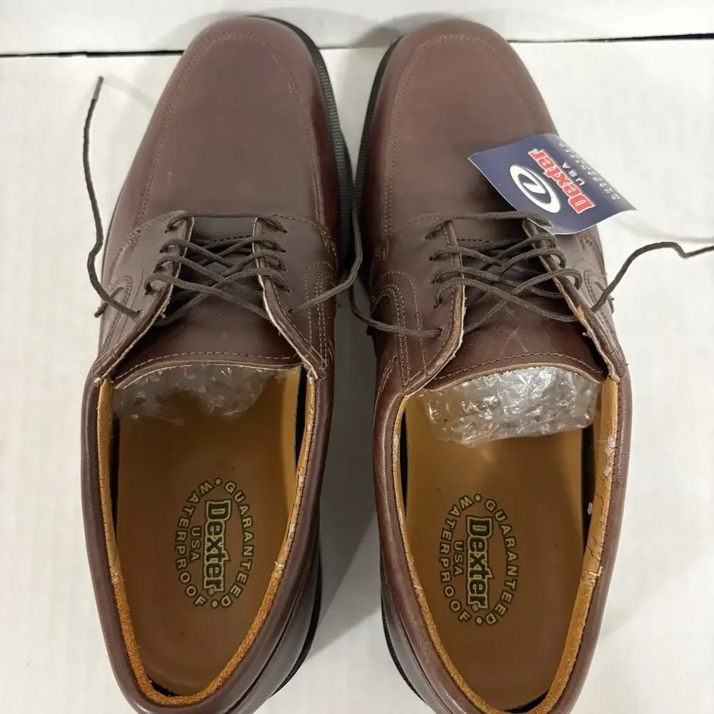 Dexter Brown Leather Lace-Up Derby Dress Shoes Square Toe Rubber Sole 7.5